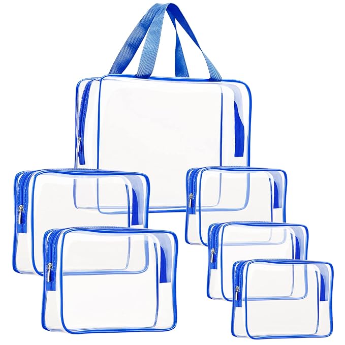 6Pcs Crystal Clear PVC Travel Toiletry Bag Kit by ROYBENS