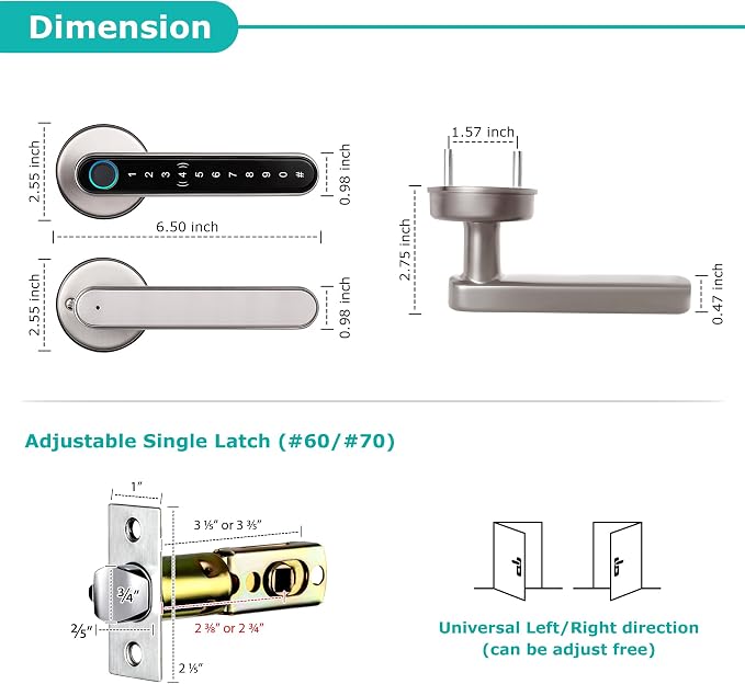 Smart Lock, CATCHFACE Fingerprint Door Lock TTLock Smart Door Knob Smart Door - Image 6
