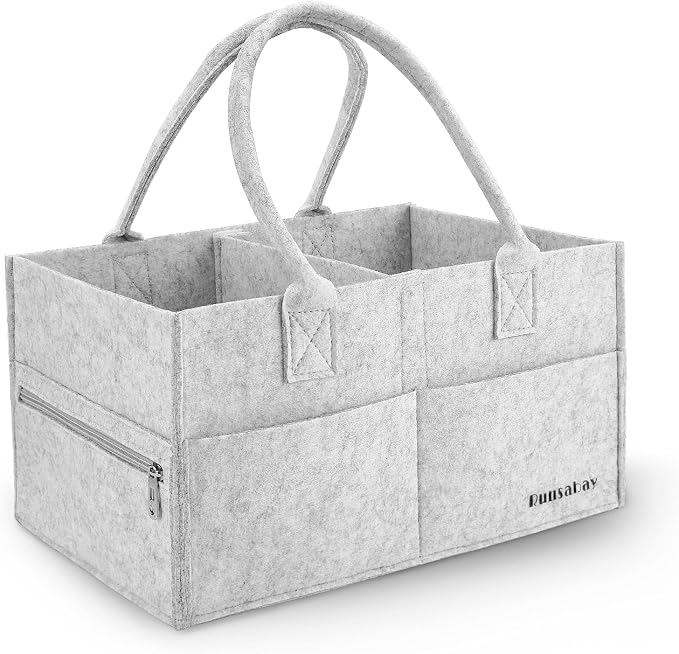 Baby Diaper Caddy Organizer, Portable Baby Essentials Storage Basket Bin by Runsabay