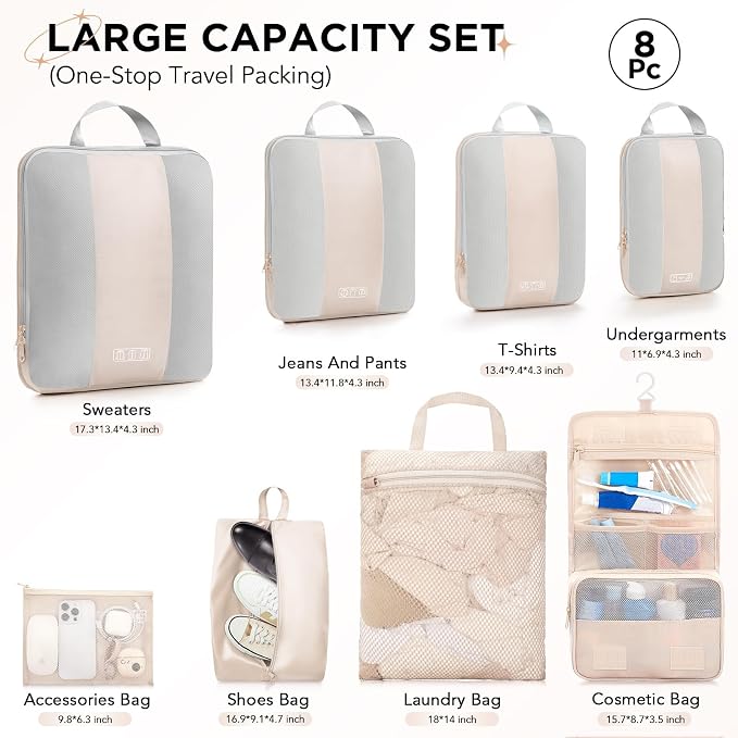 8 Set Compression Packing Cubes - Image 2