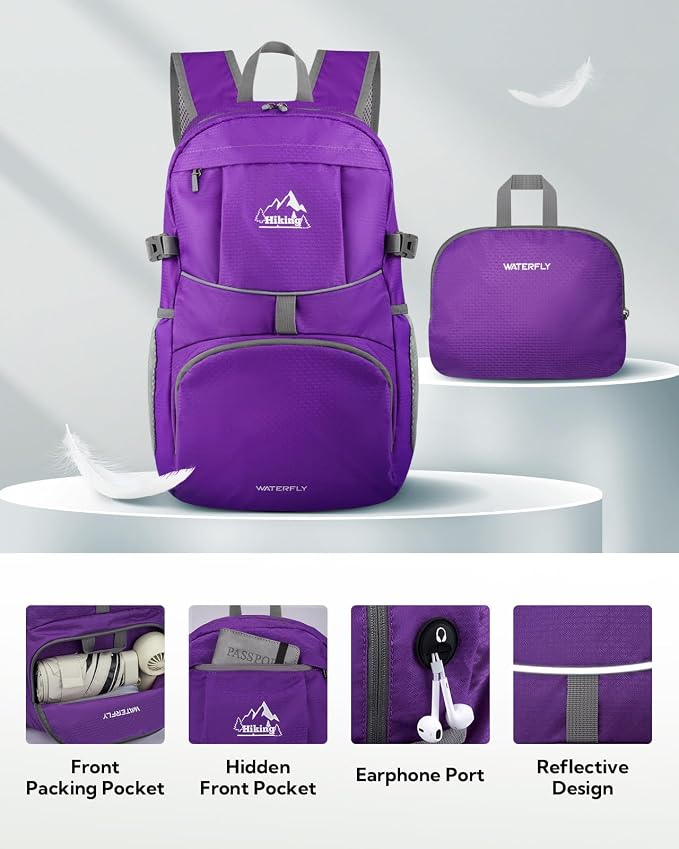 WATERFLY Hiking Foldable Daypack Backpack: 25L Ultra Lightweight Packable - Image 4