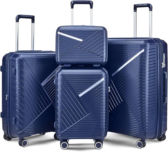 Campfun Luggage 4 Piece Sets, Expandable Carry On Luggage Set Hardshell PP by Campfun