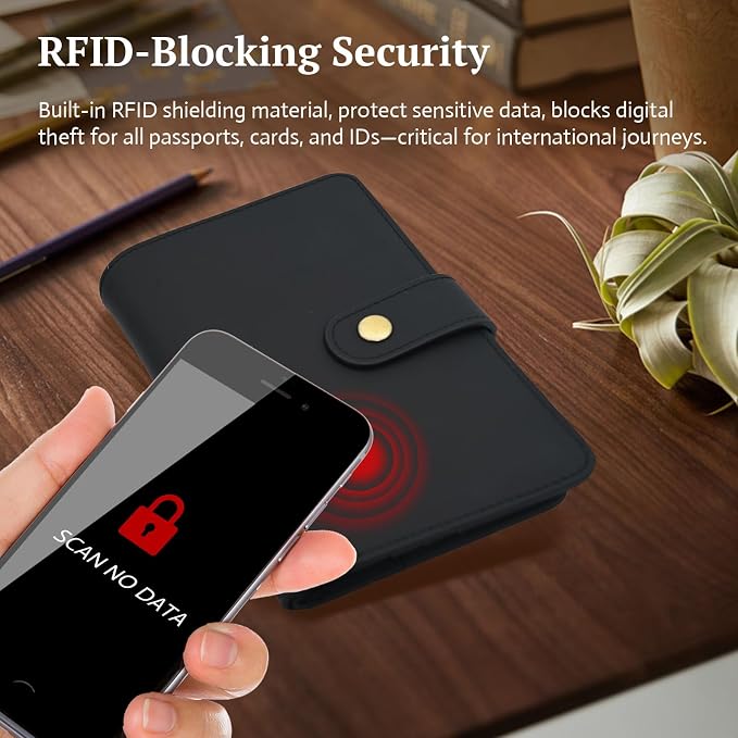 Full Grain Leather Passport Wallet, RFID Blocking Passport Holder - Image 4