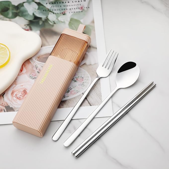 DEVICO Travel Utensils with Case, 18/8 Stainless Steel Reusable Silverware Set - Image 5