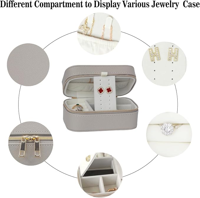 Travel Jewelry Case Bulk Of 4 For Women Weekend Trips, PU Leather Compact - Image 5