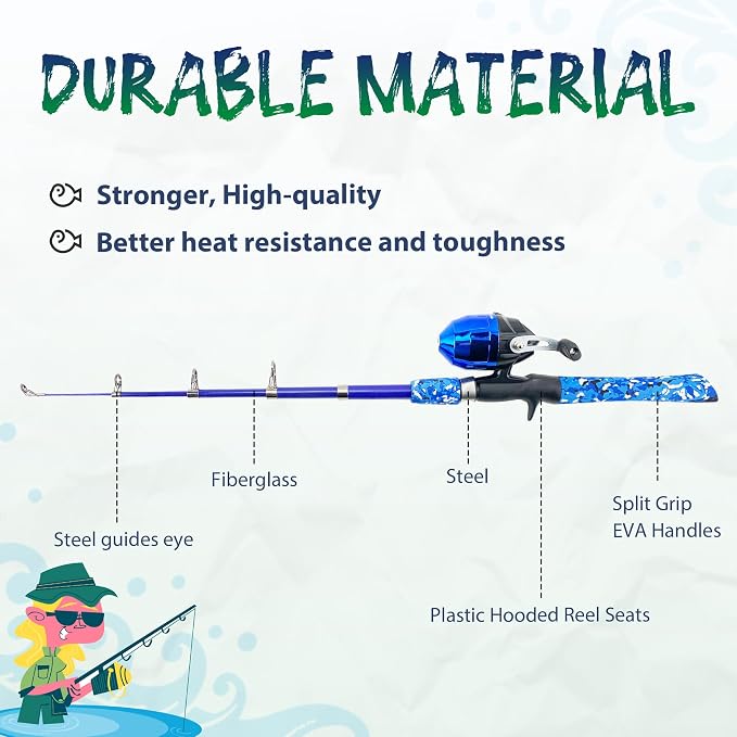Kids Fishing Pole, Portable Telescopic Kids Fishing Poles - Image 5