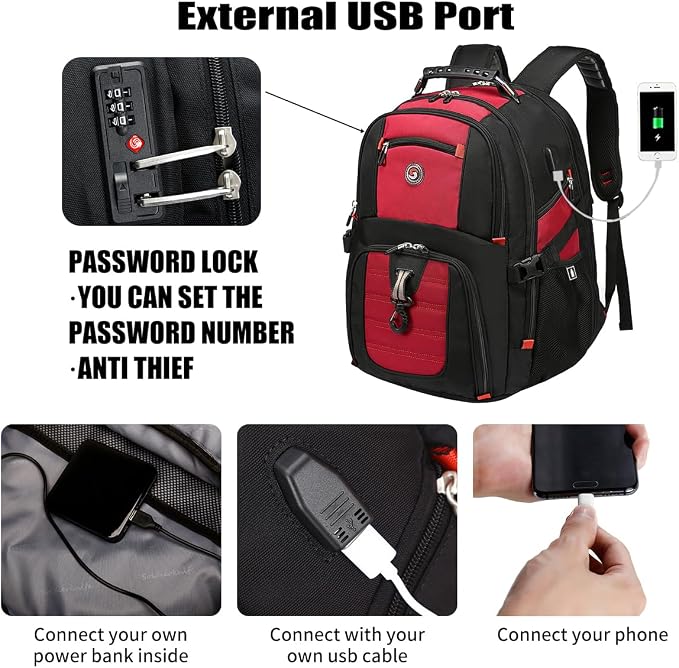 SHRRADOO Extra Large 50L Travel Laptop Backpack - Image 2