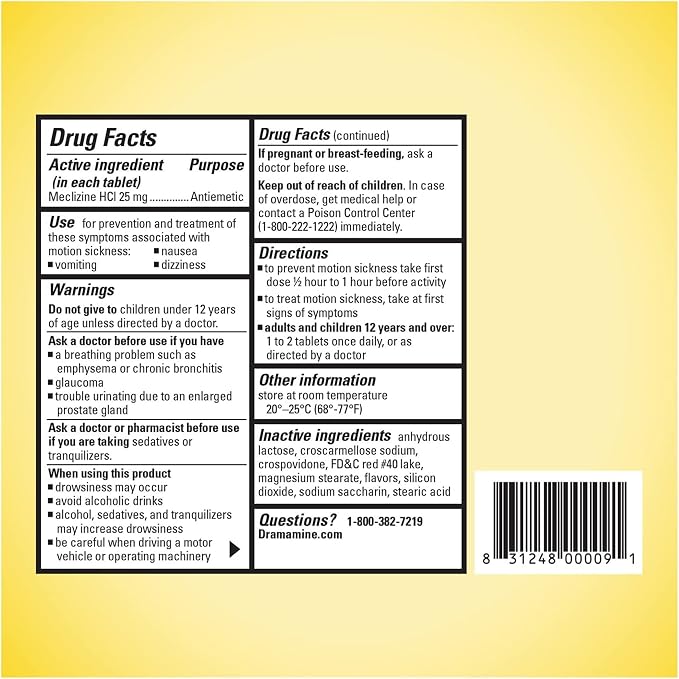 Dramamine Chewable Less Drowsy, Motion Sickness Relief, Raspberry Cream Flavor - Image 2
