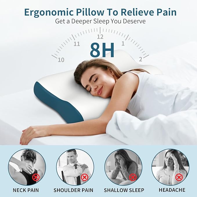 Cervical Neck Pillow for Pain Relief, Contour Memory Foam Pillows for Sleeping - Image 3