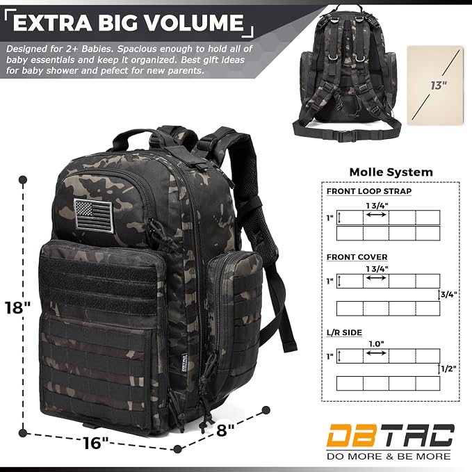 Diaper Bag Backpack for Dad, DBTAC Large Baby Nappy Bag for Men w/Changing Mat - Image 6