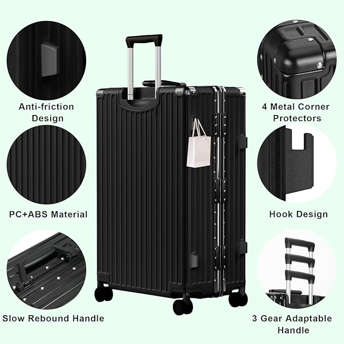 AnyZip Luggage PC+ABS Aluminum Frame Zipperless Checked Luggage Hard Shell - Image 3