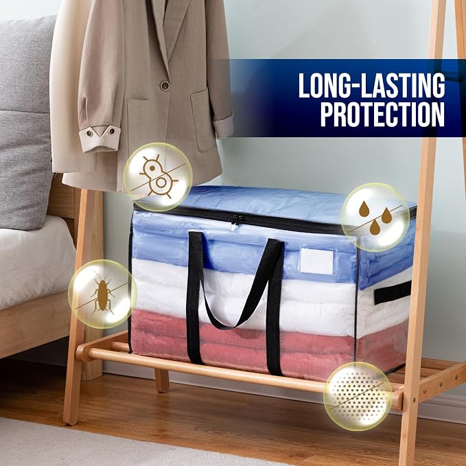 TAILI Extra Large Moving Bags, 4 Pack Clear Heavy Duty Totes - Image 8