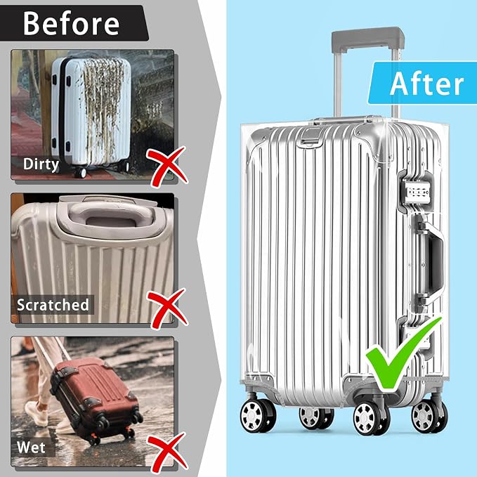 Yotako Clear PVC Suitcase Cover Tough Protector, 20 Inch Luggage Covers - Image 6