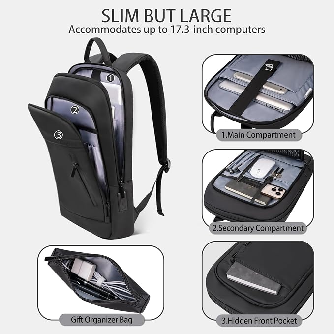 Business Backpack for Men Lightweight Commute Laptop Backpack Anti-Theft Water - Image 3