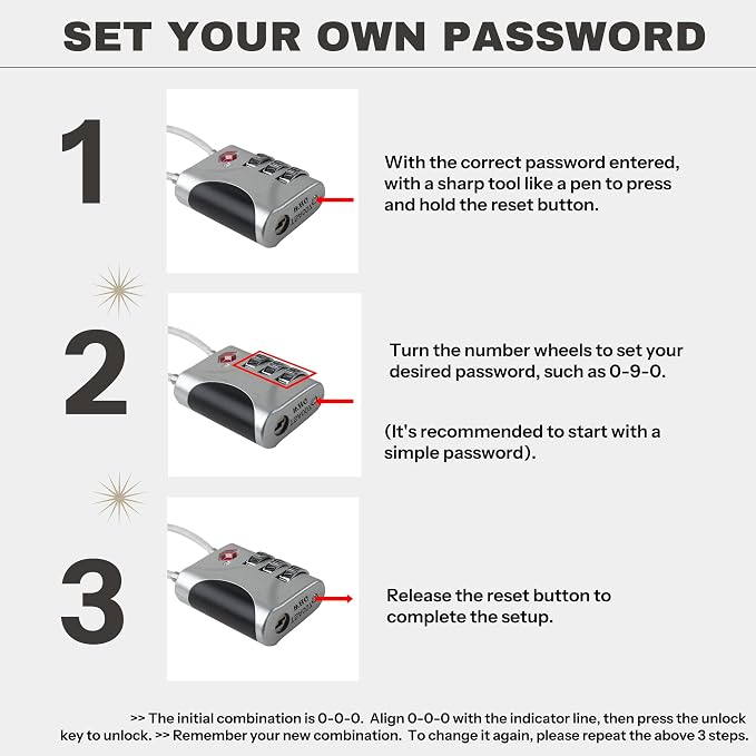 Travel Luggage Locks TSA Approved, Small Combination Padlock - Image 5