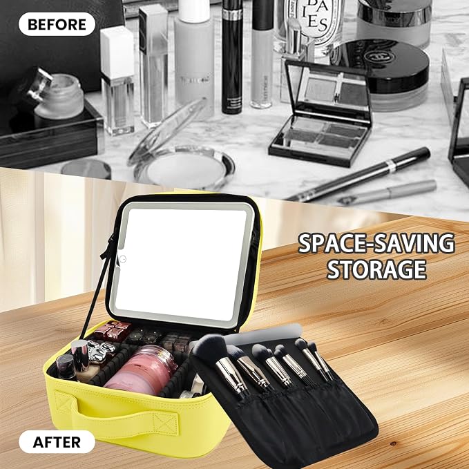 Travel Makeup Bag with LED Mirror and Light Travel Makeup Case Cosmetic - Image 6