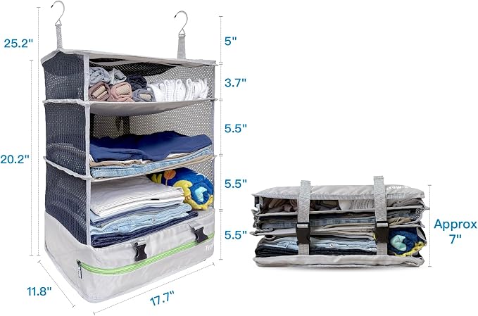 Stow-N-Go Travel Luggage Organizer – Portable Hanging Travel Shelves, Carry-On - Image 2