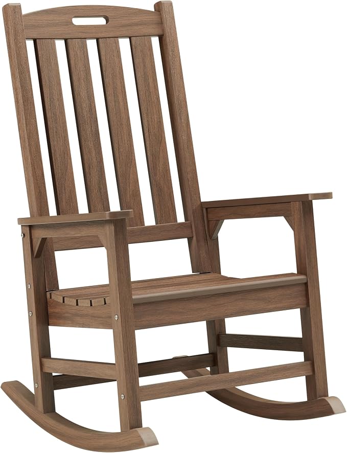 Psilvam Outdoor Rocking Chair, Poly Lumber Oversized Rocking Chair by PsilvamGardenFurniture