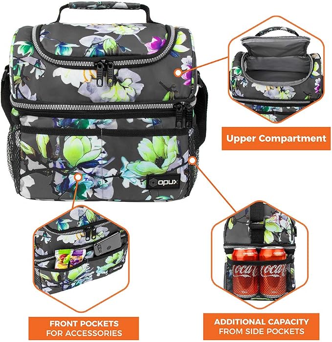 OPUX Lunch Box For Women, Insulated Large Lunch Bag Adult Work, Double Decker - Image 6