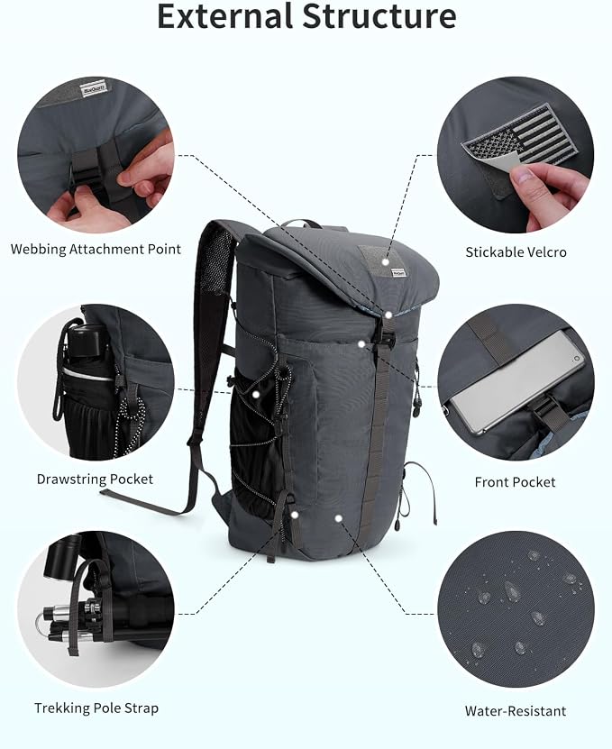 Blue Quartz Hiking Backpack 30L Lightweight Packable Backpack - Image 5