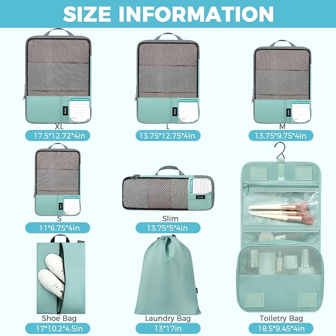 BAGAIL 4 Set/6 Set/8 Set Compression Packing Cubes Travel Accessories - Image 2