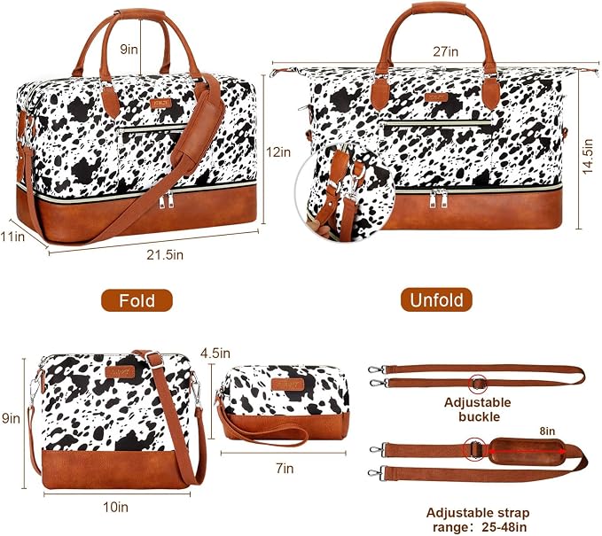 Weekender Bag for Women, Travel Duffel Bag Carry On Overnight Bag - Image 7