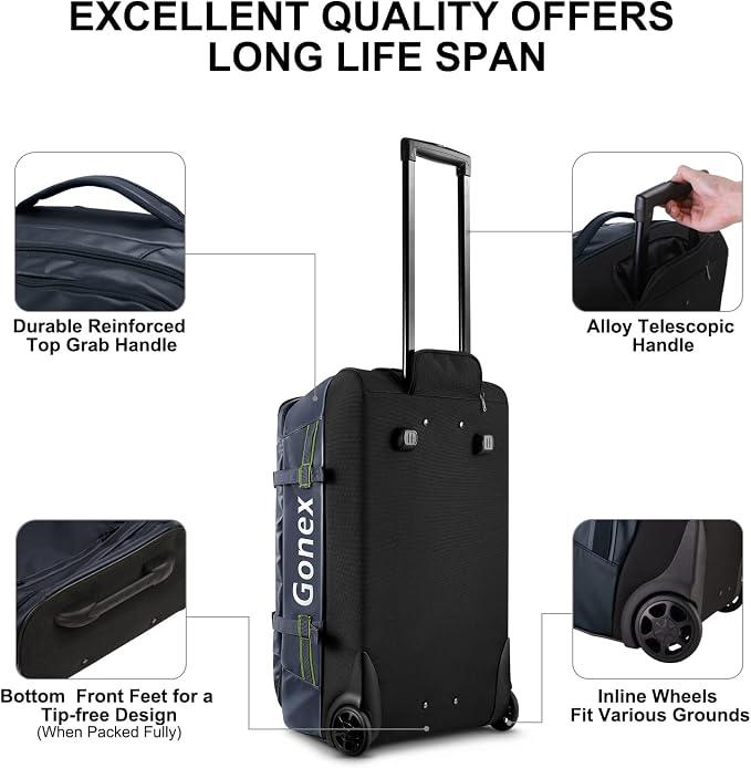 Gonex Rolling Duffle Bag with Wheels, 70L Water Repellent Wheeled Travel Duffel - Image 4