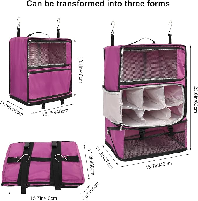 TABITORA Travel Portable Hanging Shelves Closet Organizer Packing Luggage - Image 3