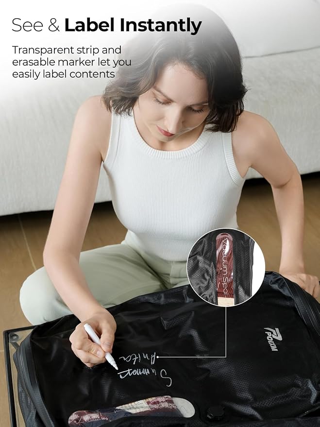 Vacuum Bags for Travel, 180° Open Zipper, IP67 Waterproof, Reusable Space Saver - Image 6