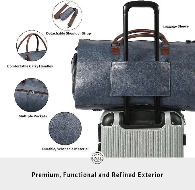 STOVER Garment Travel Duffle Bag, Large 2-in-1 Convertible Carry-on Luggage - Image 4