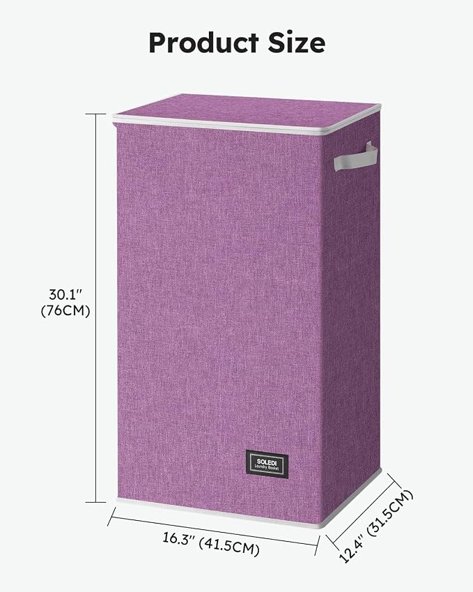 SOLEDI Laundry Hamper with Lid 100L Large & Tall Collapsible Laundry Basket - Image 6