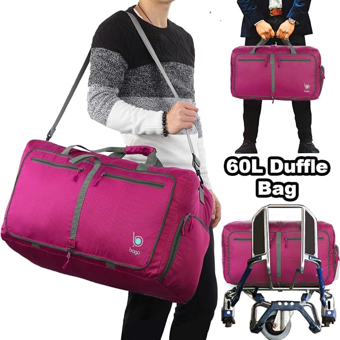 Bago Foldable Duffel Bags for Traveling Women & Men - 60L Medium Packable - Image 5