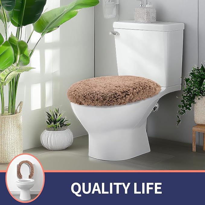 Microfiber Elongated Toilet Seat Cover 19.5"x 15" Machine Washable Solid Toilet - Image 7