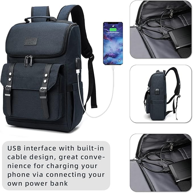 YALUNDISI Vintage Backpack Travel Laptop Backpack - Image 2