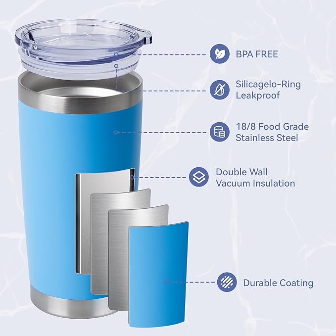 HASLE OUTFITTERS 20oz Stainless Steel Tumblers Bulk, Insulated Travel Cup - Image 3