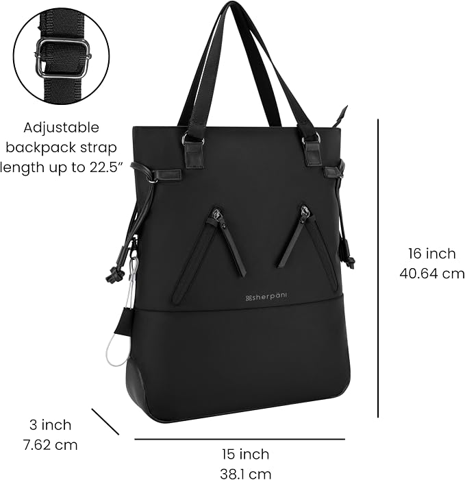 Sherpani Tempest, Anti Theft Convertible Backpack Tote, 14L Travel Backpack - Image 3