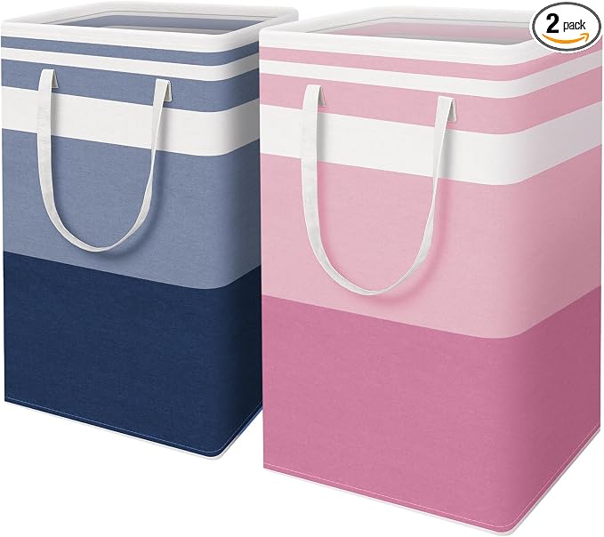 HomeHacks 2 Pack Large Laundry Baskets, Waterproof, Freestanding Laundry Hampers by HomeHacks