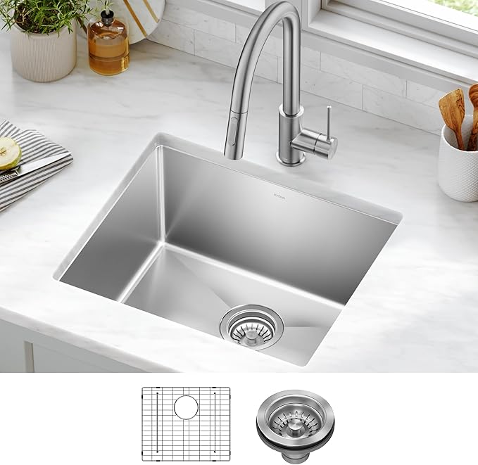 Kraus KHU101-21 Standart PRO 16 Gauge Undermount Single Bowl Set, 21 Inch - Image 2
