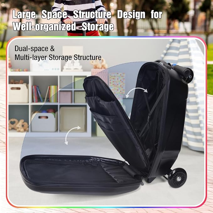 20" Scooter Suitcase for Kids, 2-in-1 Ride On Luggage - Image 5