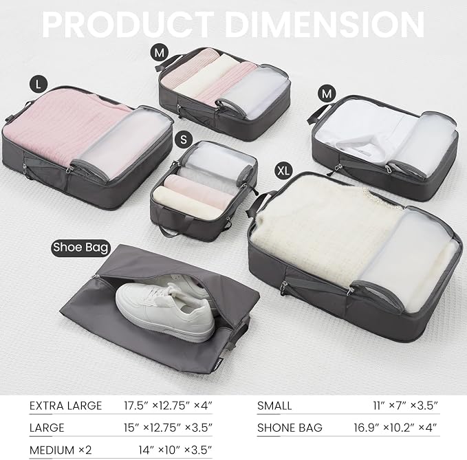 BAGAIL 6 Set Ultralight Compression Packing Cubes Packing Organizer - Image 2