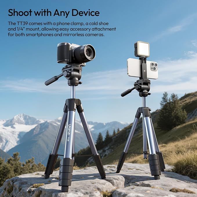 ULANZI TT39 Travel Tripod with Fluid Head, Lightweight Camera Stand - Image 2