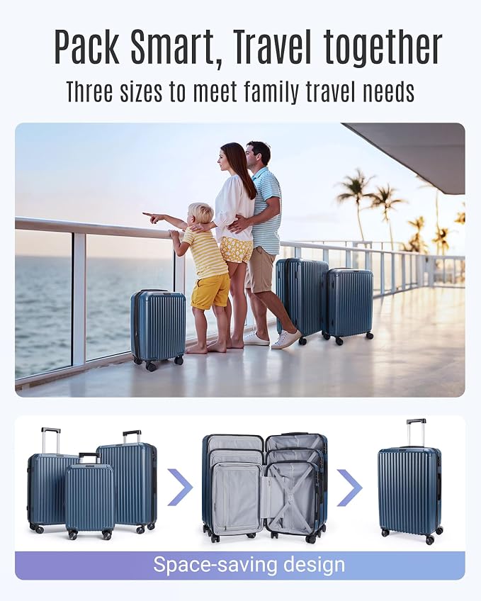 LIGHT FLIGHT Luggage Sets, Durable Hard Shell 3 Piece Set Suitcase - Image 2