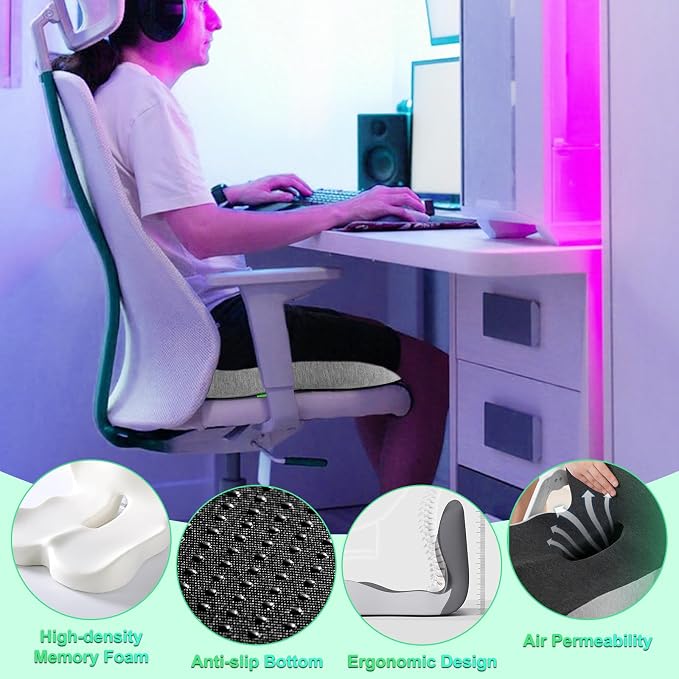 Buttocks Cushion for Office Chair Memory Foam Seat Pad for Butt Support - Image 6