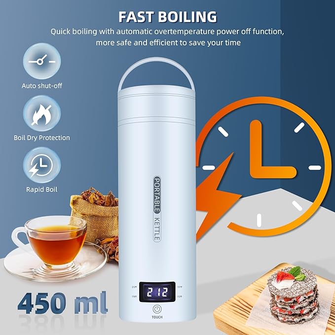 Travel Electric Kettle Portable Small Mini Tea Coffee Kettle Water Boiler - Image 4