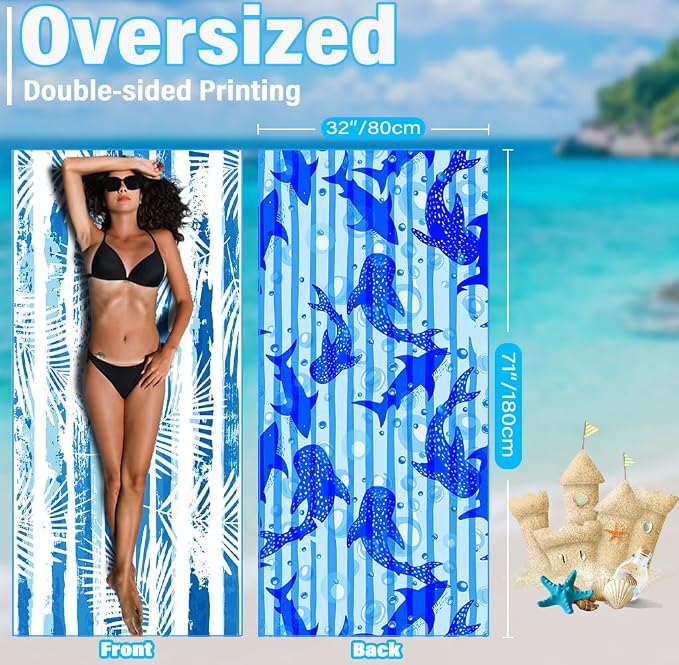 Lightweight Thin Microfiber Beach Towel Sand Free Quick Dry Absorbent Compact - Image 3