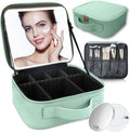 Makeup Bag with Led Mirror, Travel Makeup Organizer with 3 Color Setting & 10X by SUILU