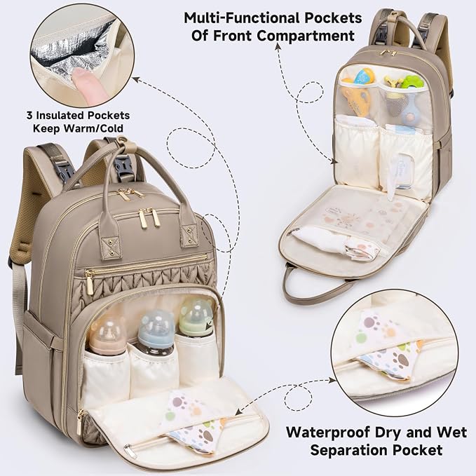 Diaper Bag Backpack, Stylish Baby Diaper Bag, Waterproof Travel Diaper - Image 3