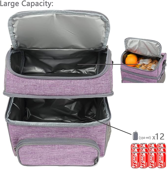 FlowFly Double Layer Cooler Insulated Lunch Bag Adult Lunch Box Large Tote Bag - Image 5