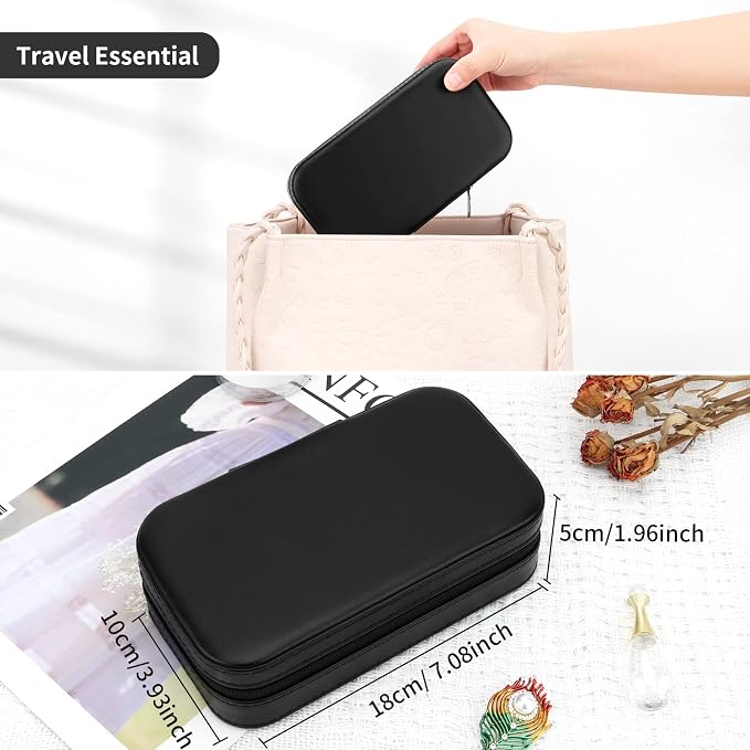 DesignSter Travel Jewelry Box, PU Leather Portable Jewelry Case, Small Jewelry - Image 5