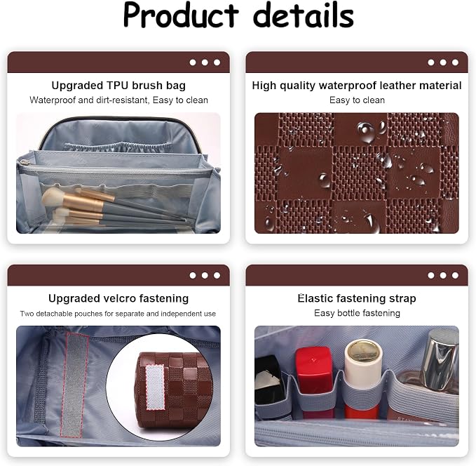 Travel Makeup Bag Organizer Cosmetic Bag: 3 Pcs Set Make up Bags - Image 4